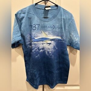 Vtg. Liquid Blue x Boeing 787 Dreamliner Skyscape Tye-Dyed Bronze Tag Shirt • Sm